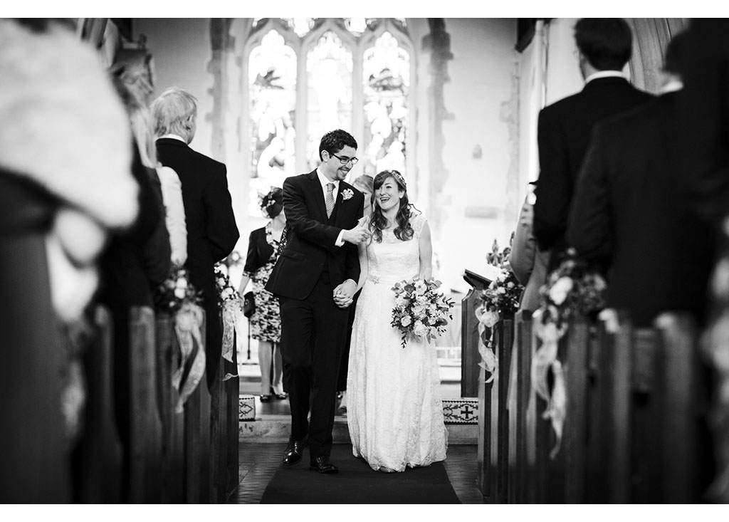 Black and white church wedding photography
