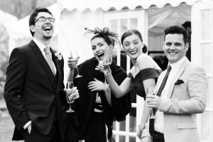 Black and white reportage wedding photograph by Eyeshine Photography