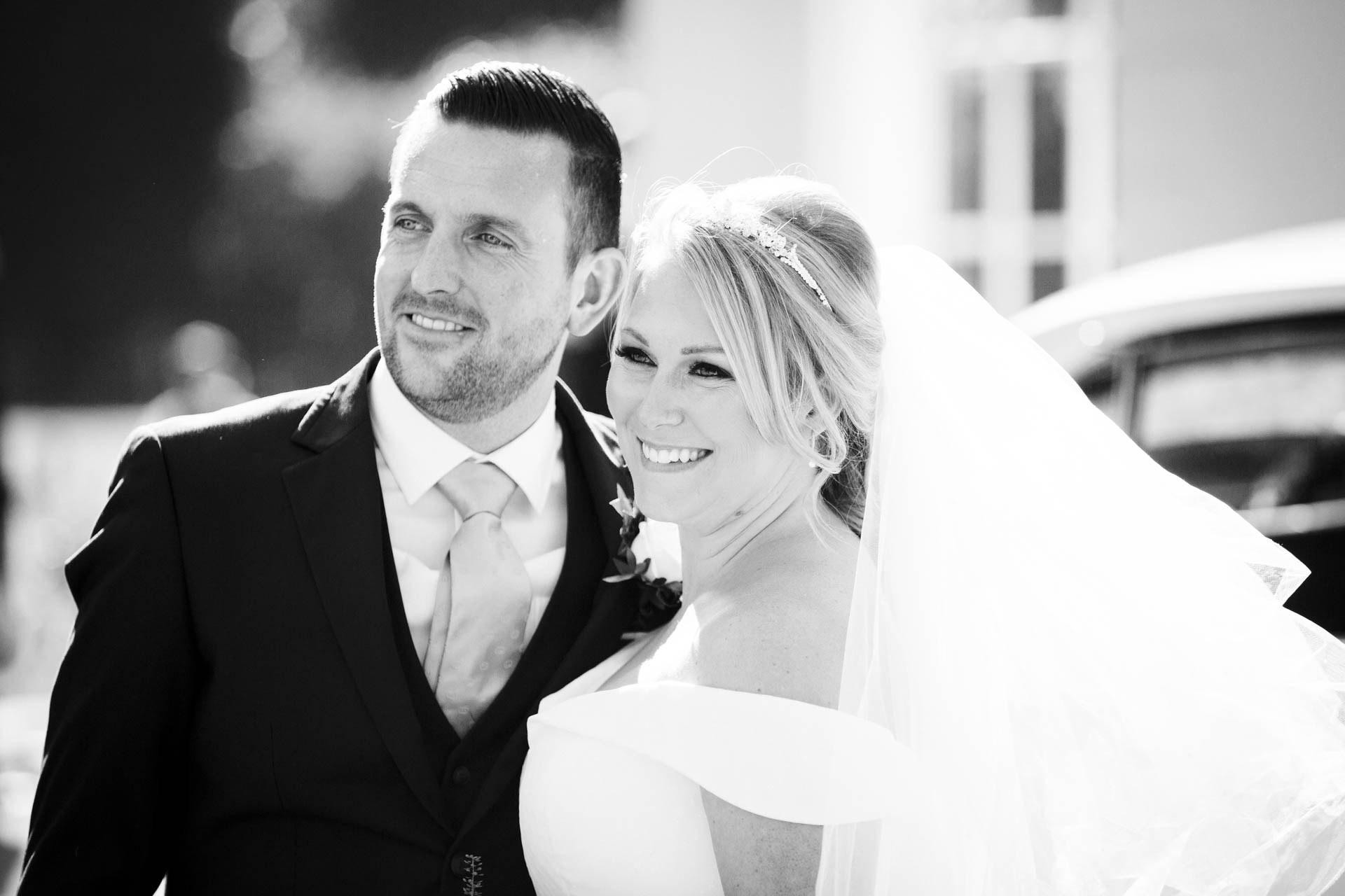 Bride and groom photography in gardens at The Lawn Rochford