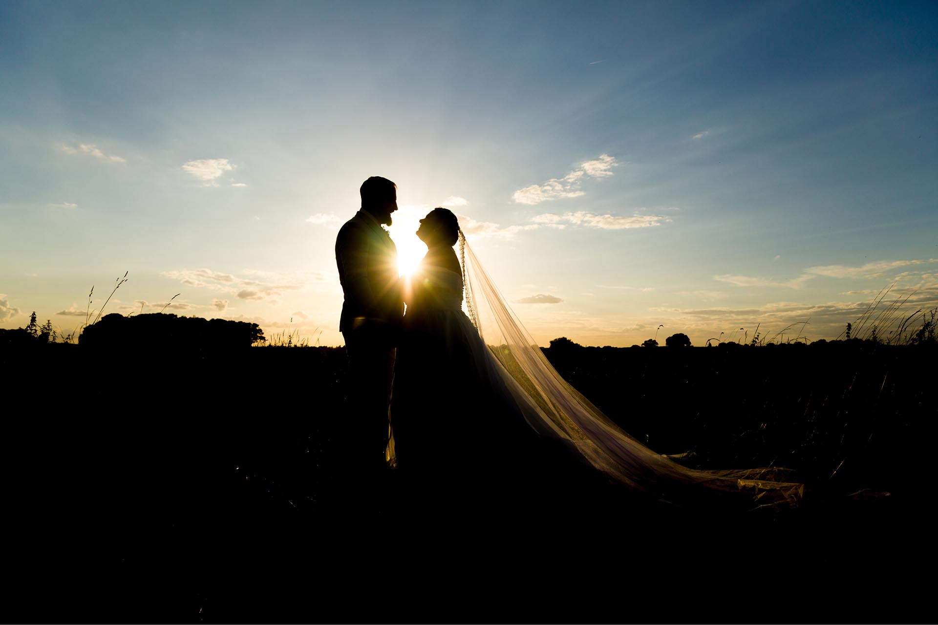 A Pattiswick sunset by Essex wedding photographer at The Compasses at Pattiswick
