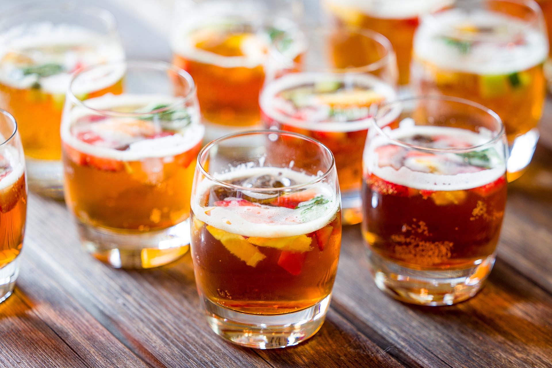 Glasses of Pimms by Essex wedding photographer
