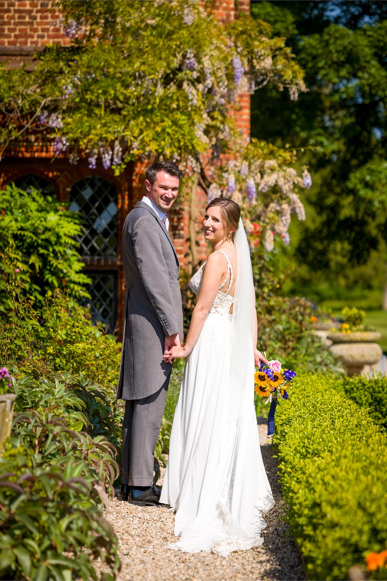 Bride and groom portrait during a summer wedding at Leez Priory, Great Leighs, Chelmsford