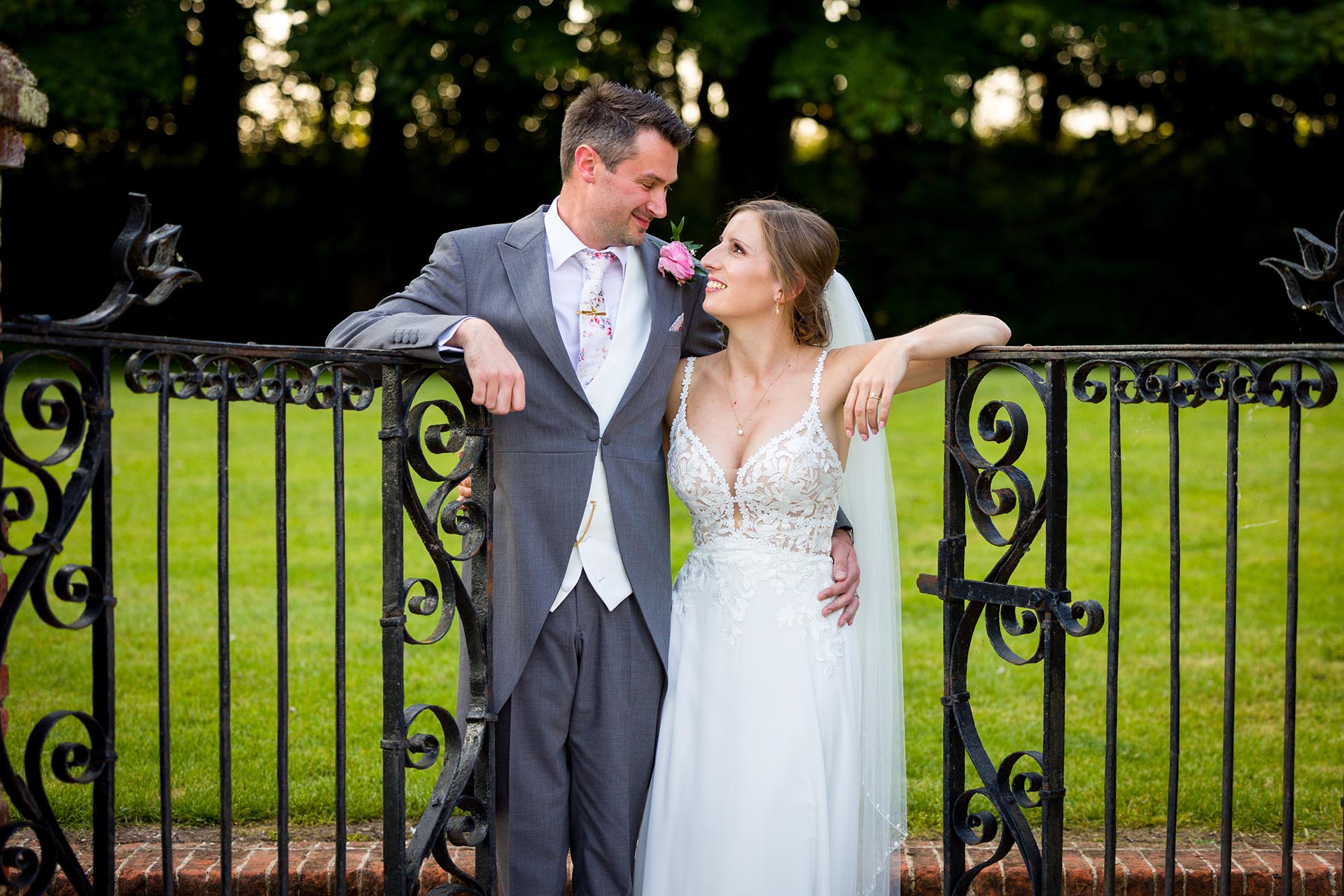 Bride and groom photograph at Leez Priory, Great Leighs, Chelmsford, Essex