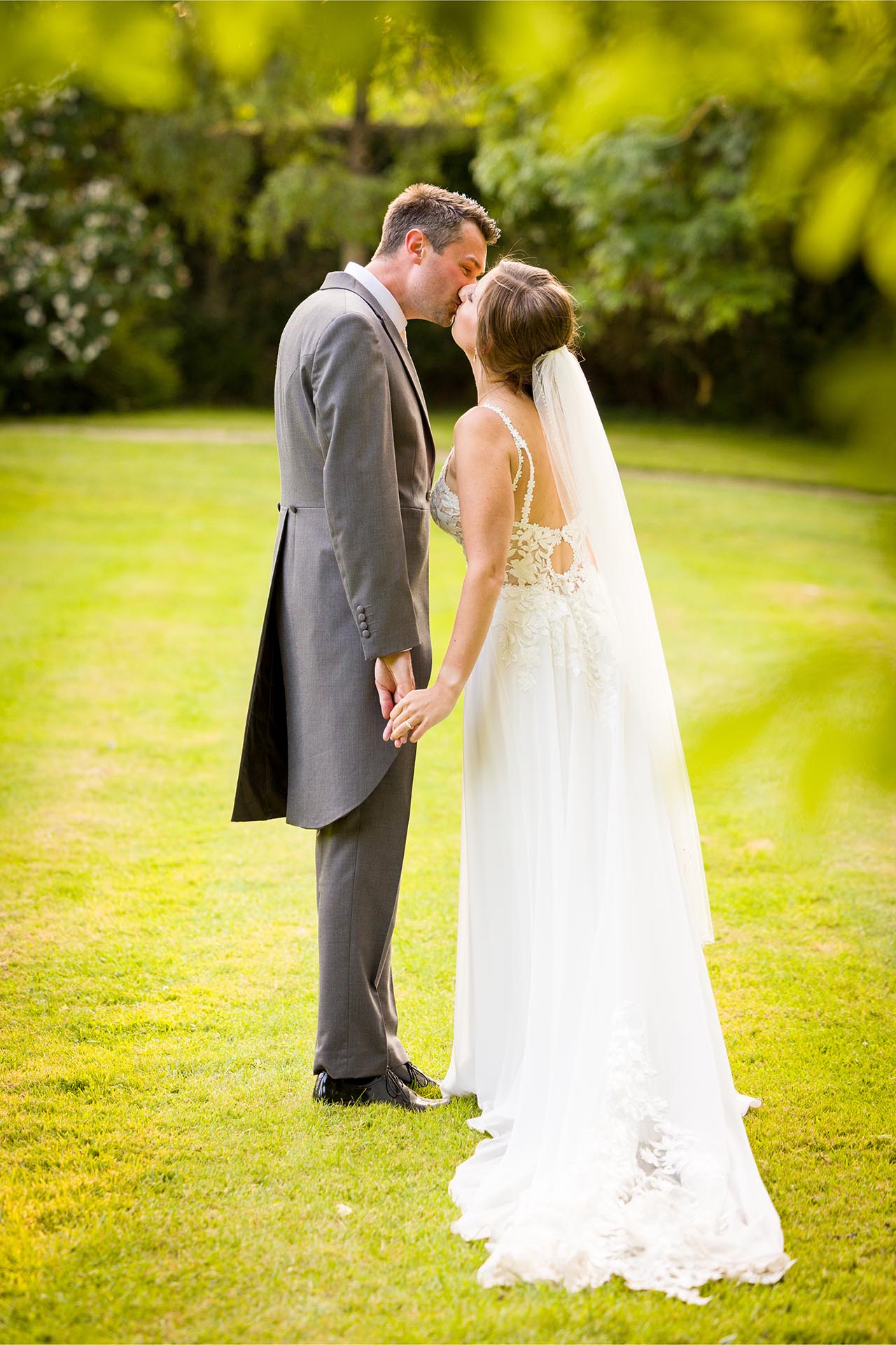 Bride and groom photograph at Leez Priory, Great Leighs, Chelmsford, Essex