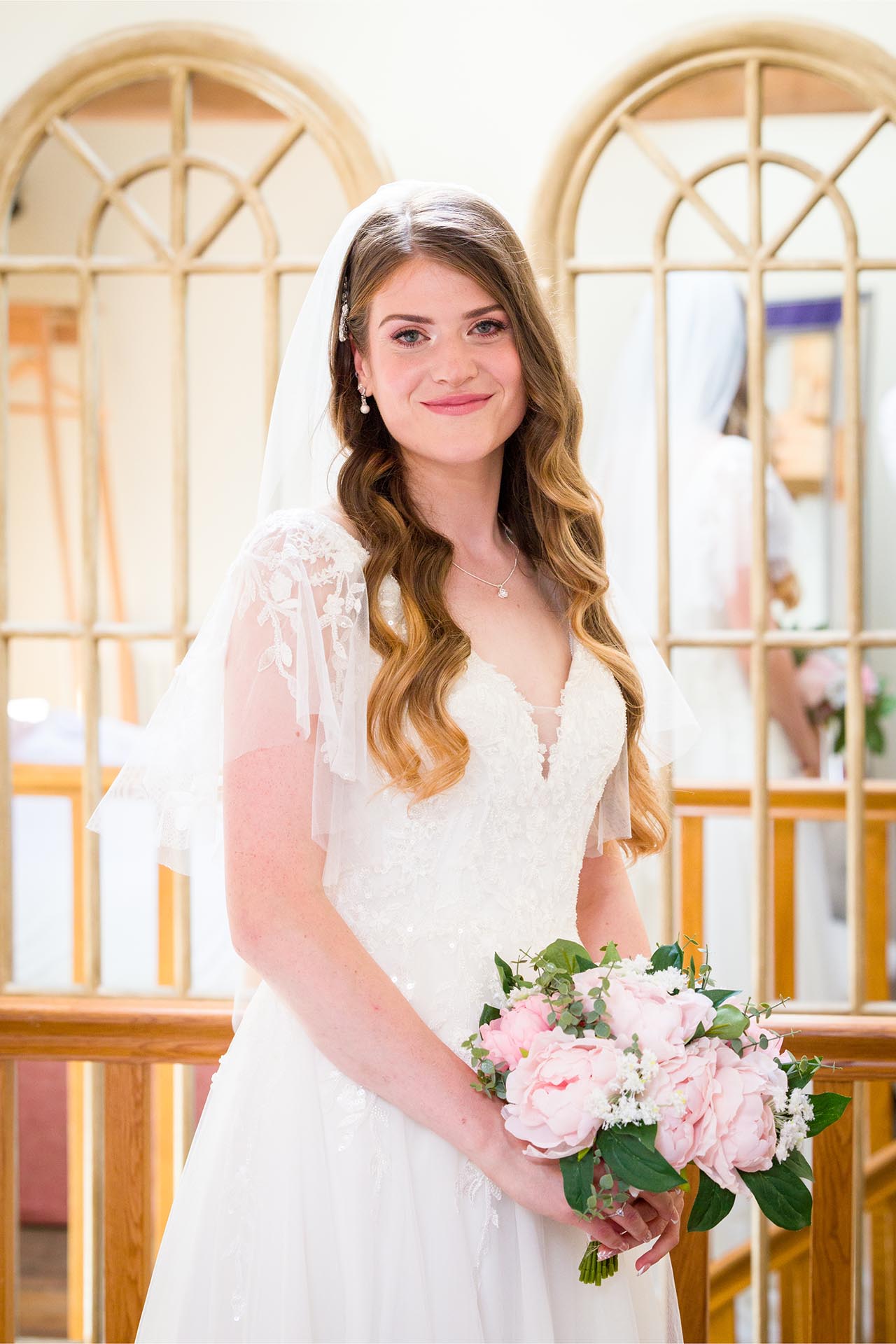 Photograph of the bride at Apton Hall, Rochford, Essex