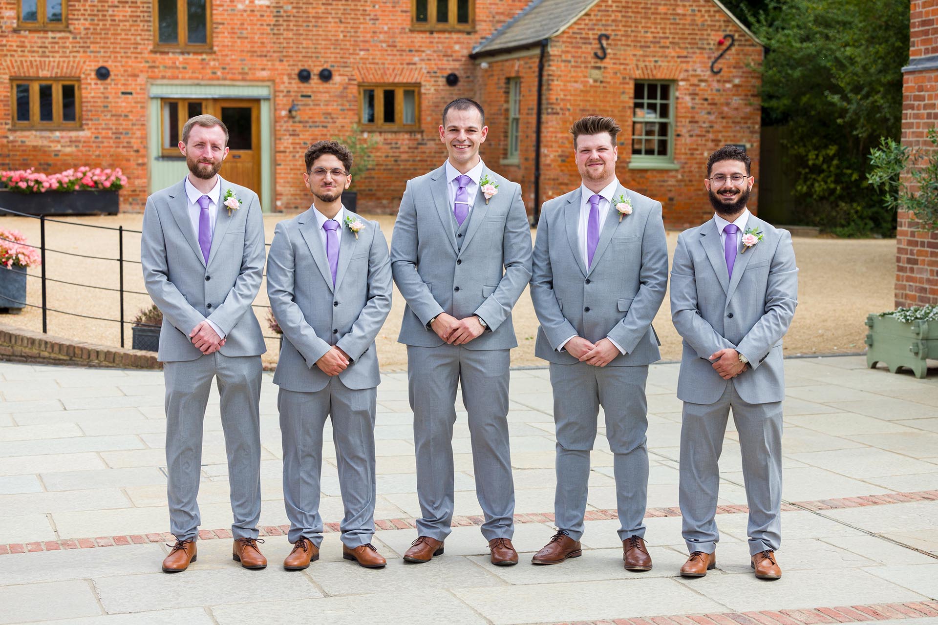 Photograph of the groom and groomsmen at Apton Hall, Rochford, Essex