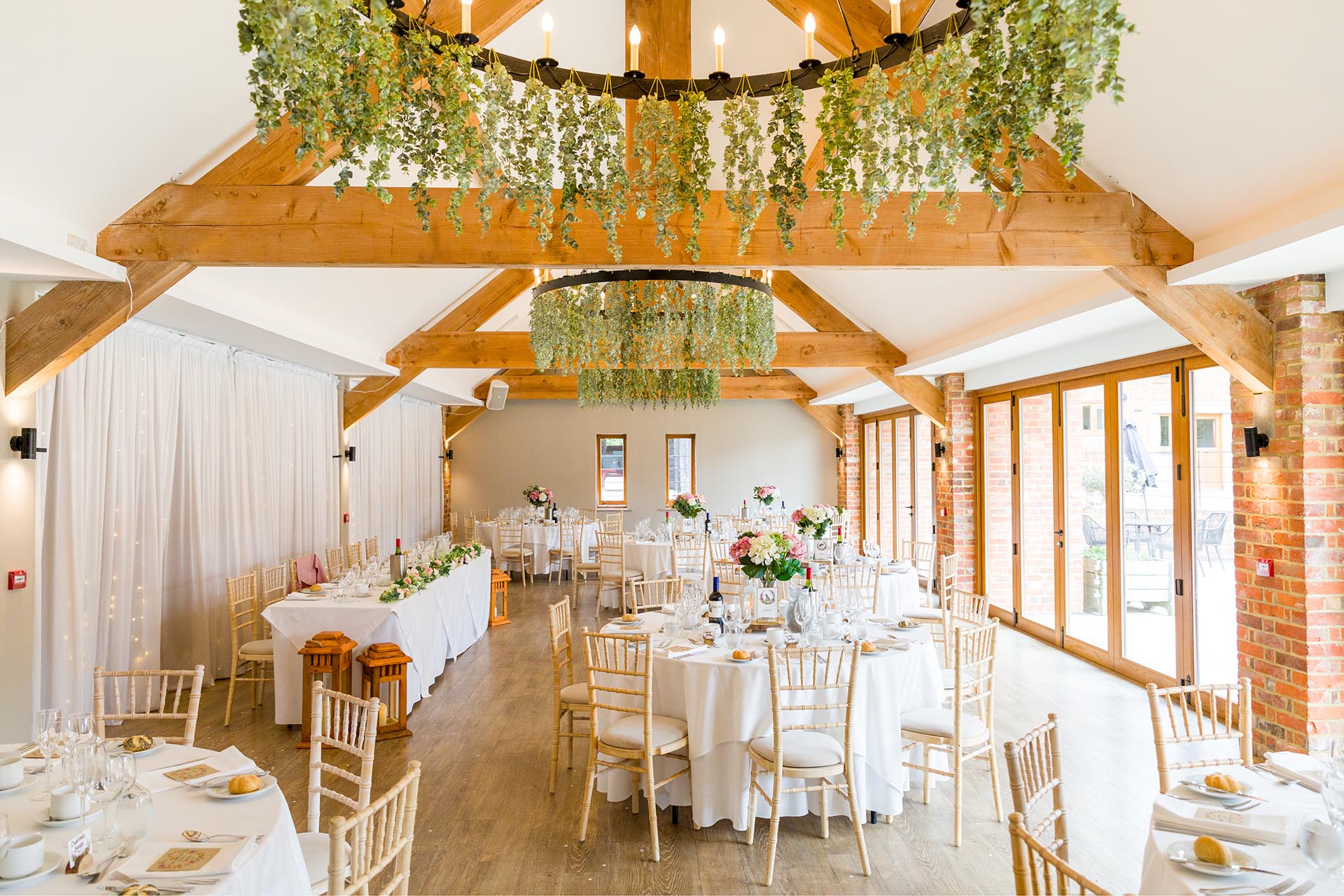 Photograph of the room layout for a wedding breakfast at Apton Hall, Rochford, Essex