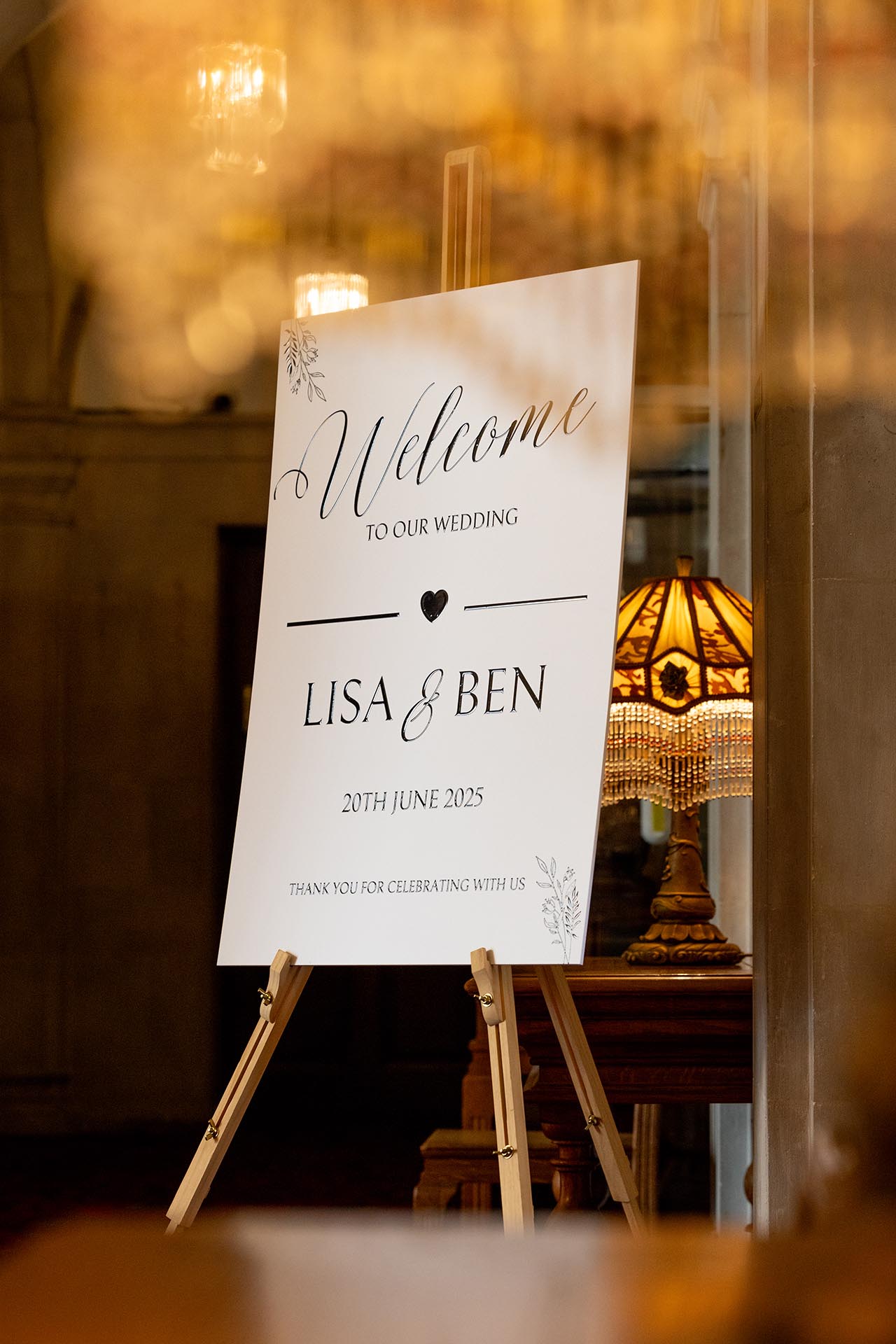 Photograph of a welcome to our wedding sign