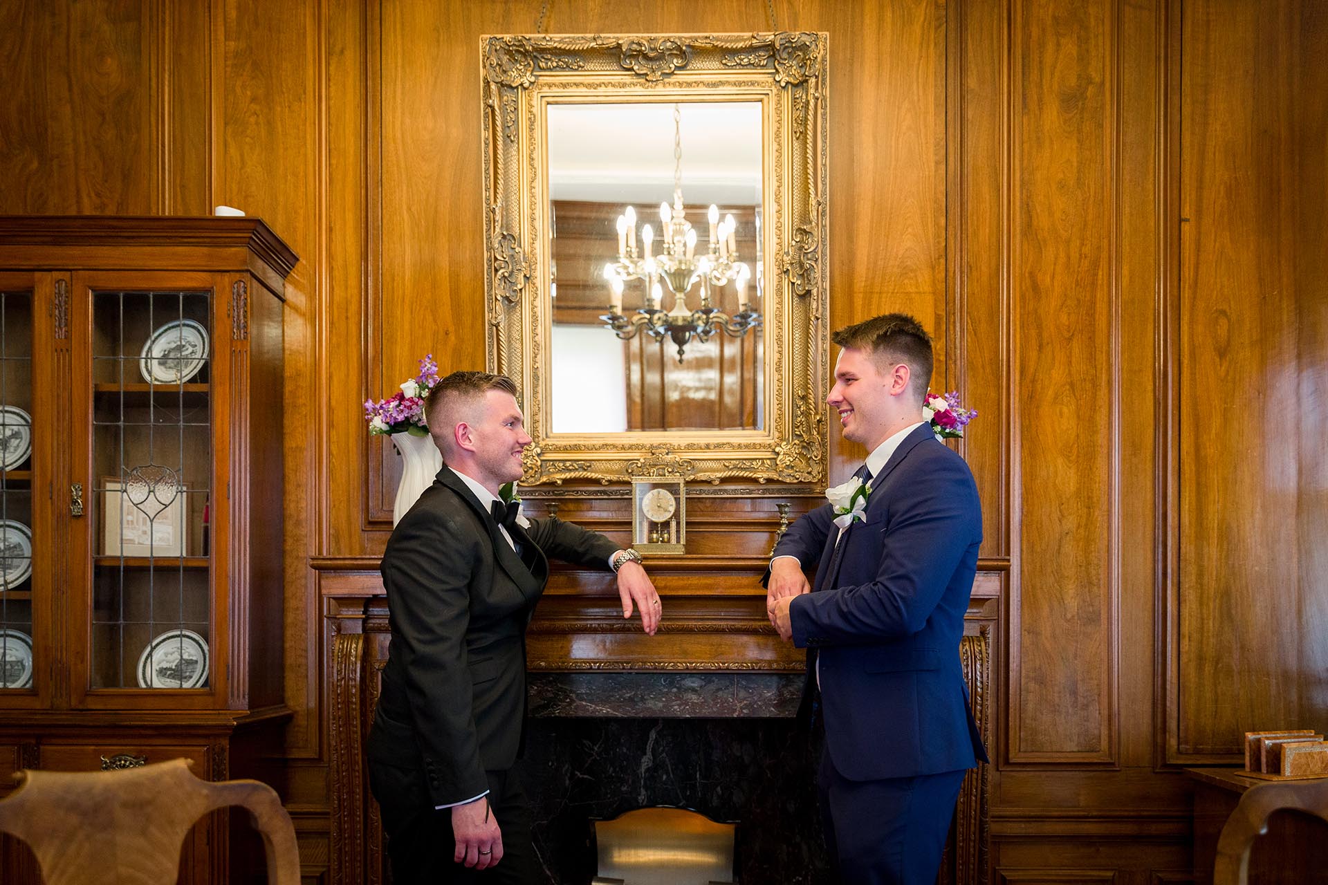 Photograph of groom and bestman at Braintree Town Hall, Braintree, Essex