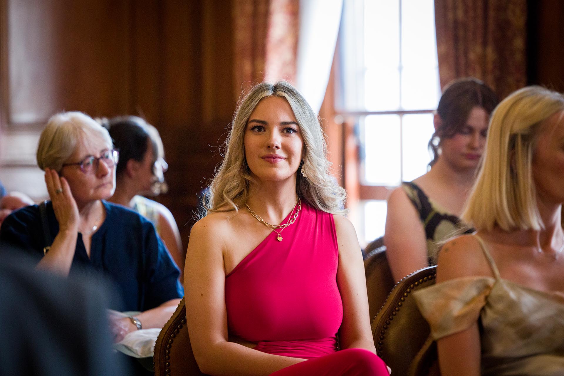 Photograph of wedding guests in the cermony room at Braintree Town Hall, Braintree, Essex