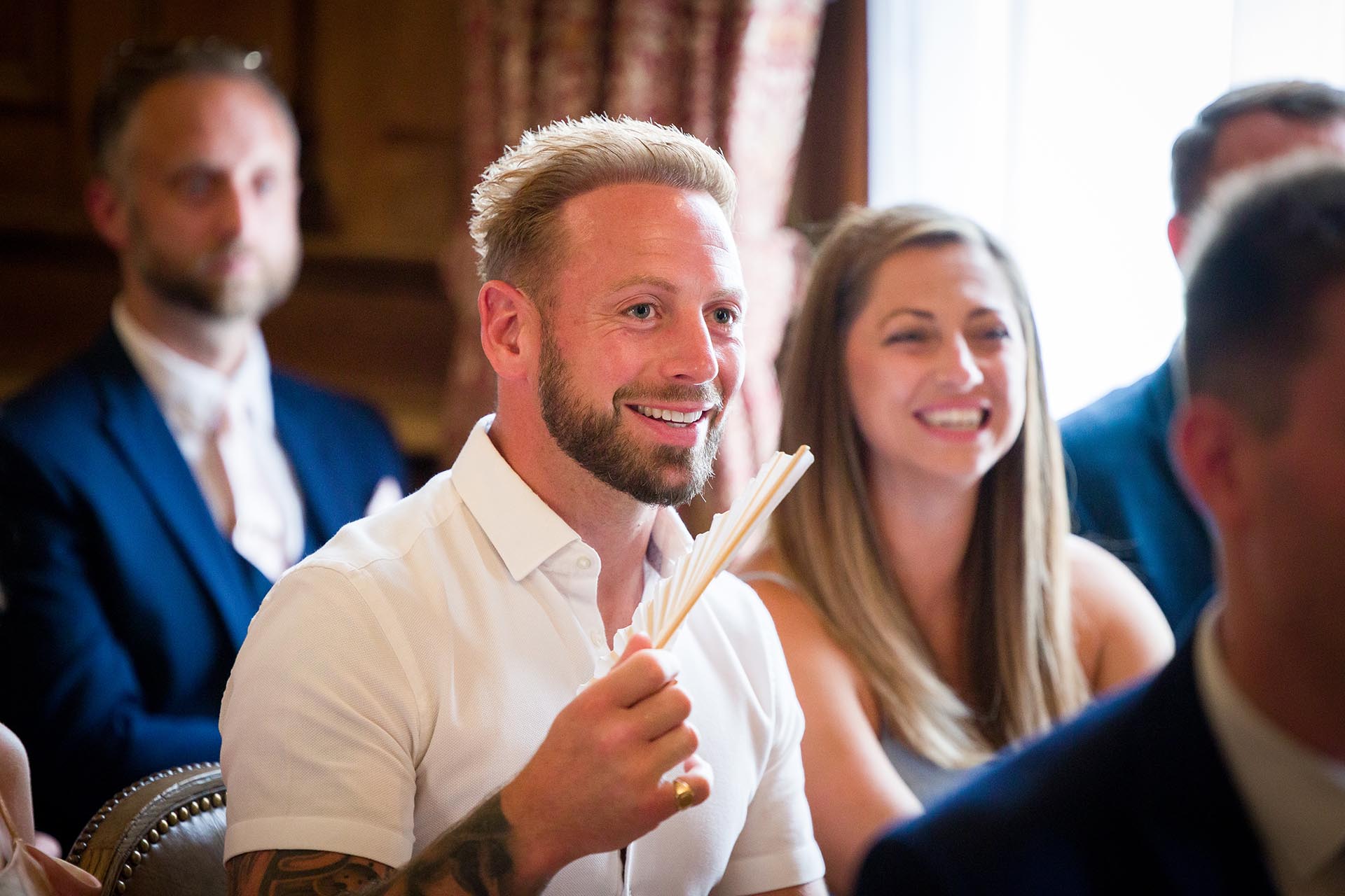 Photograph of wedding guests in the cermony room at Braintree Town Hall, Braintree, Essex
