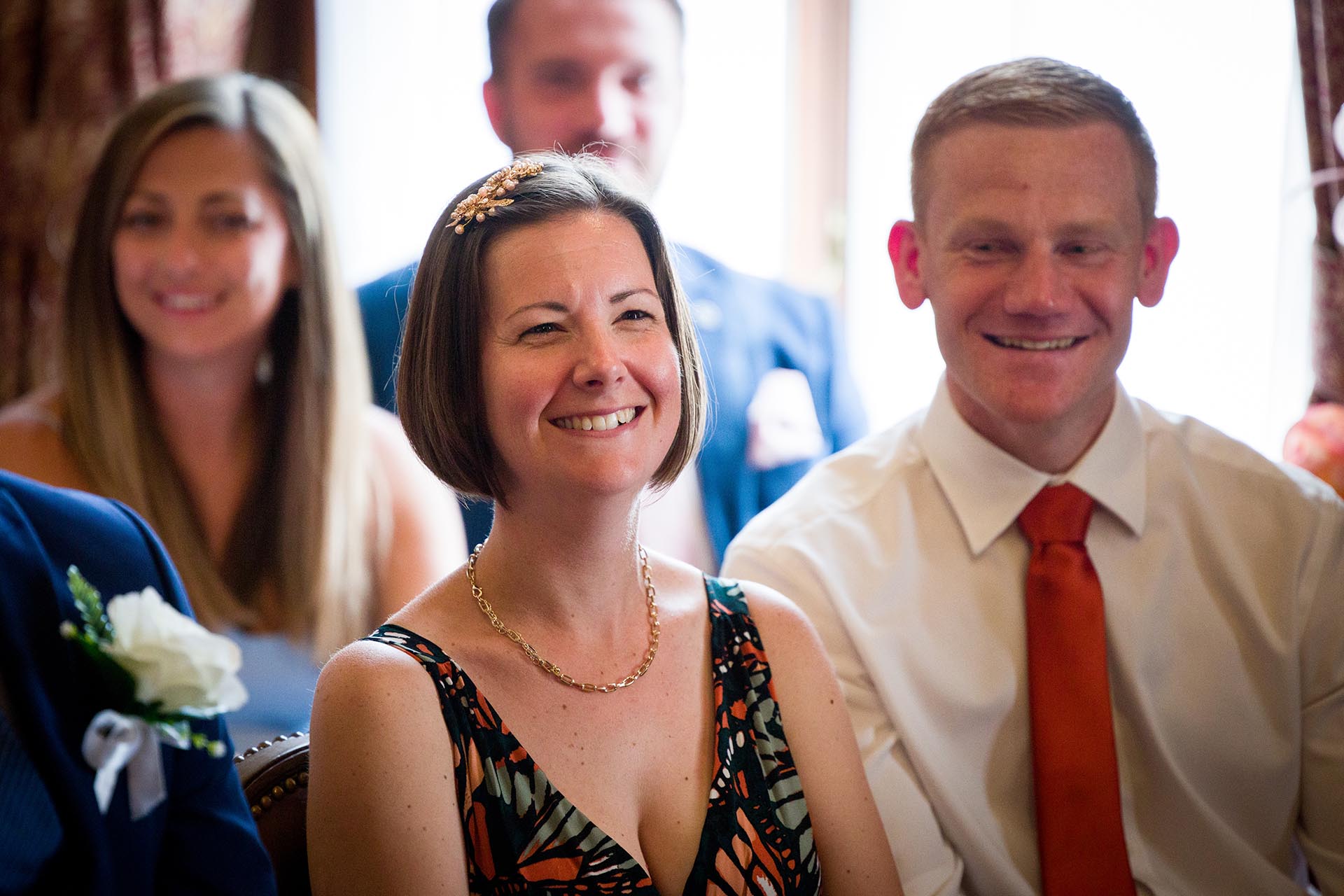 Photograph of wedding guests in the cermony room at Braintree Town Hall, Braintree, Essex
