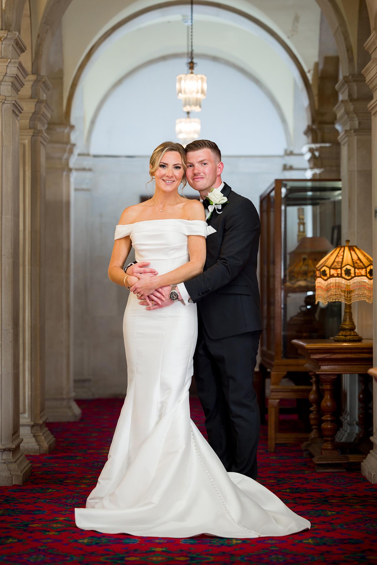 Photograph of the bride and groom inside Braintree Town Hall, Braintree, Essex