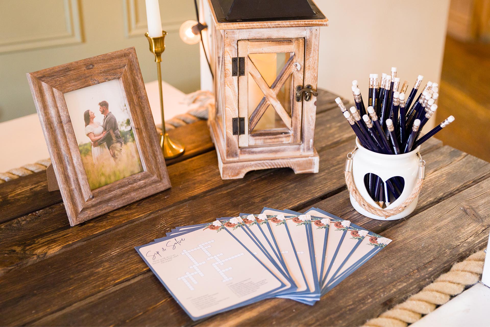 Photograph of wedding day crossword puzzle at The Compasses at Pattiswick, Essex