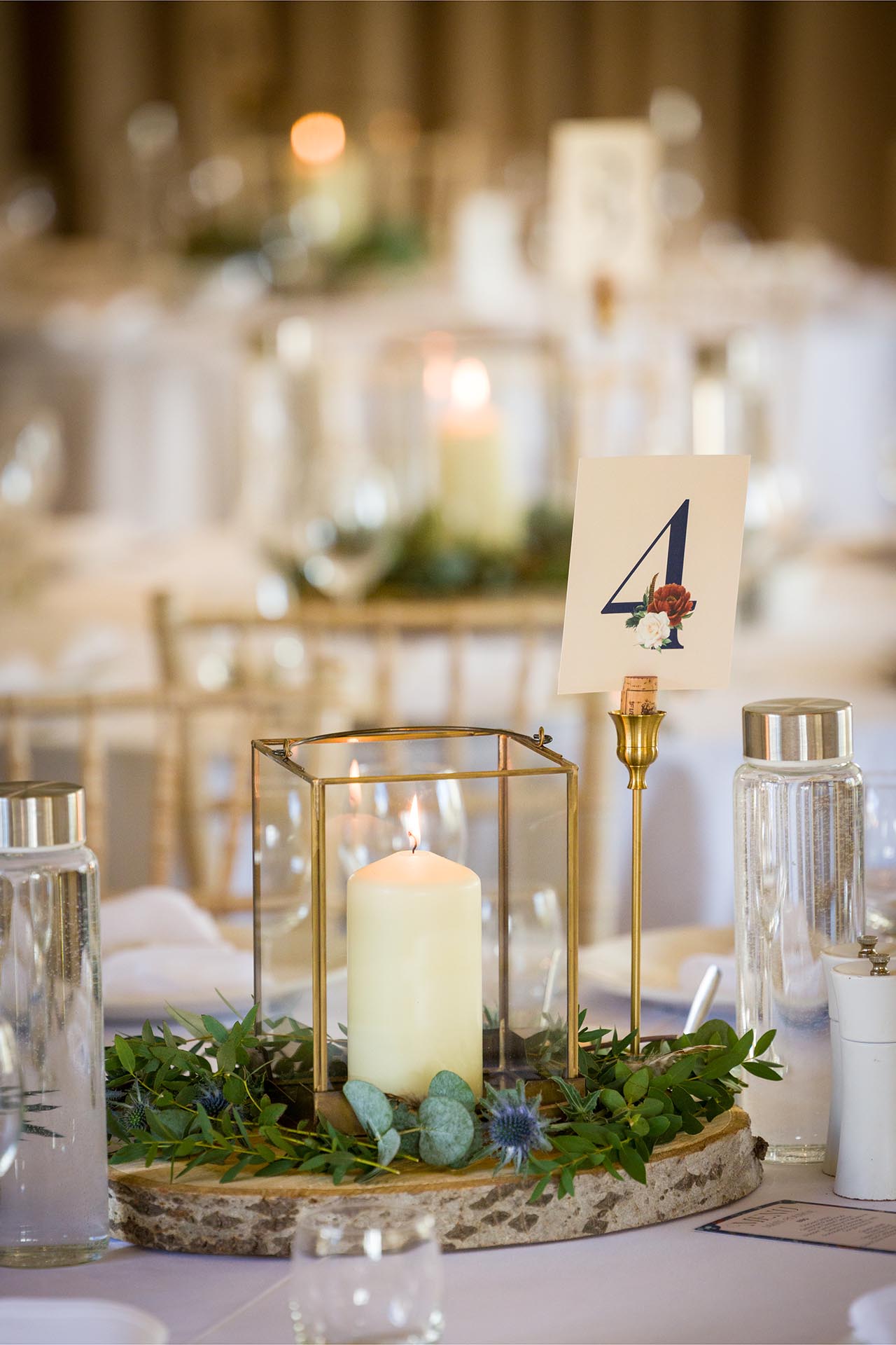 Photograph of wedding breakfast tables at The Compasses at Pattiswick
