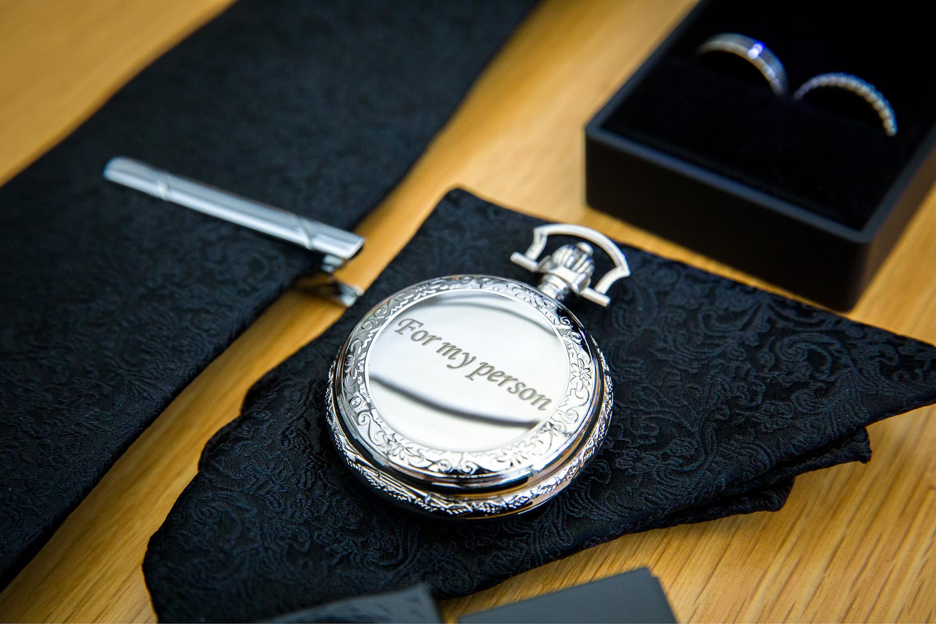 Photograph of groom's wedding accessories