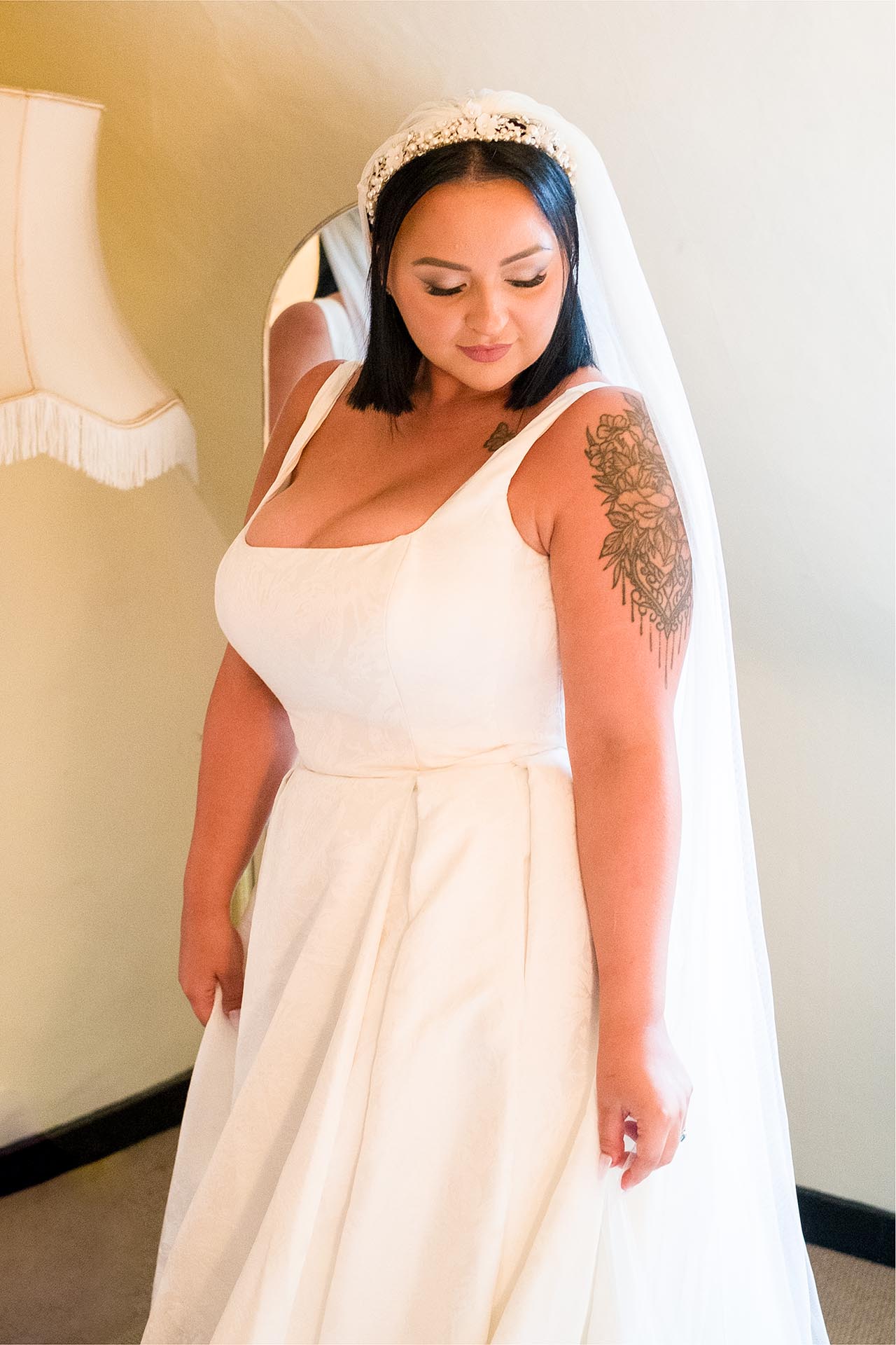 Photograph of bride before wedding ceremony