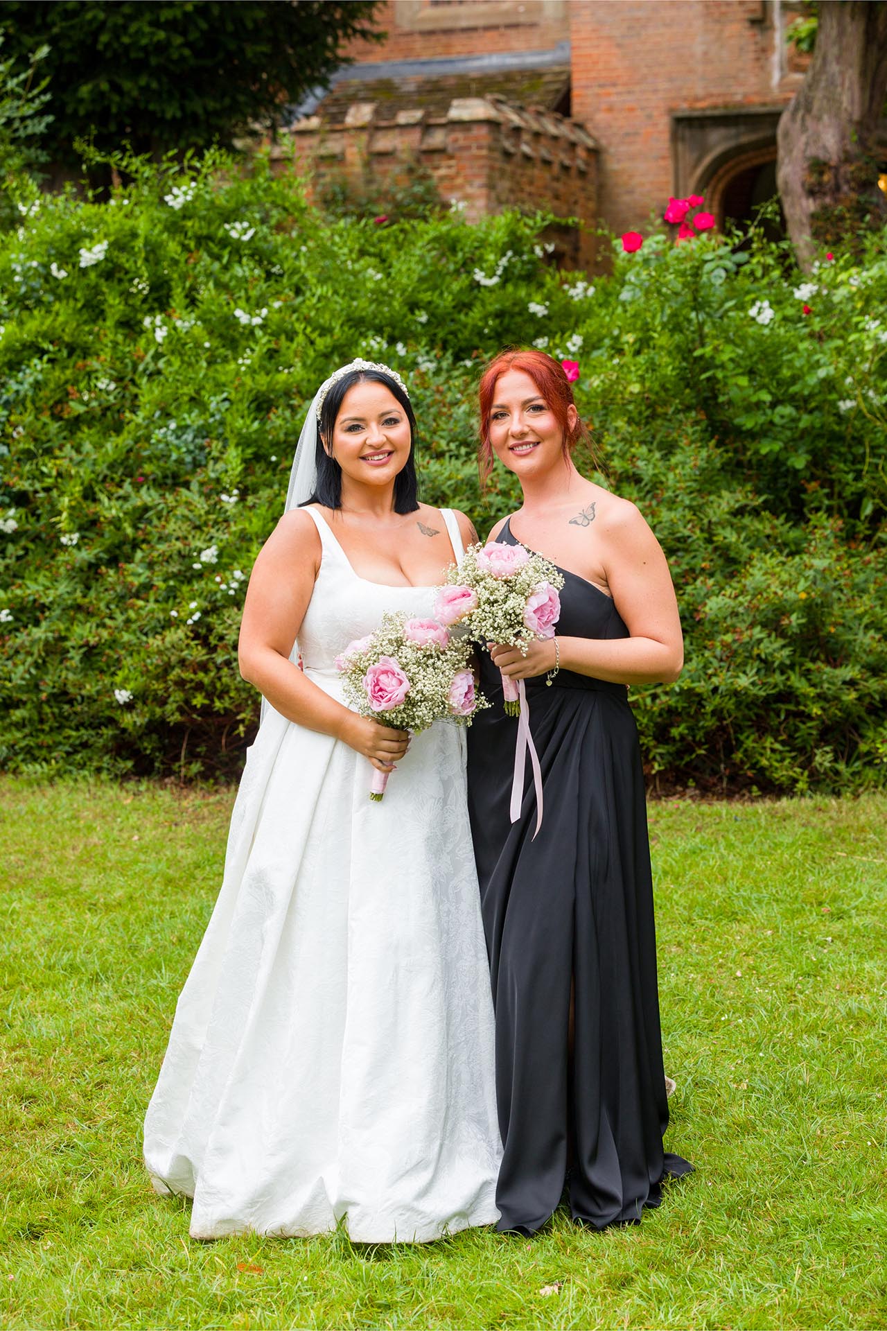 Wedding photograph of bride with her sister