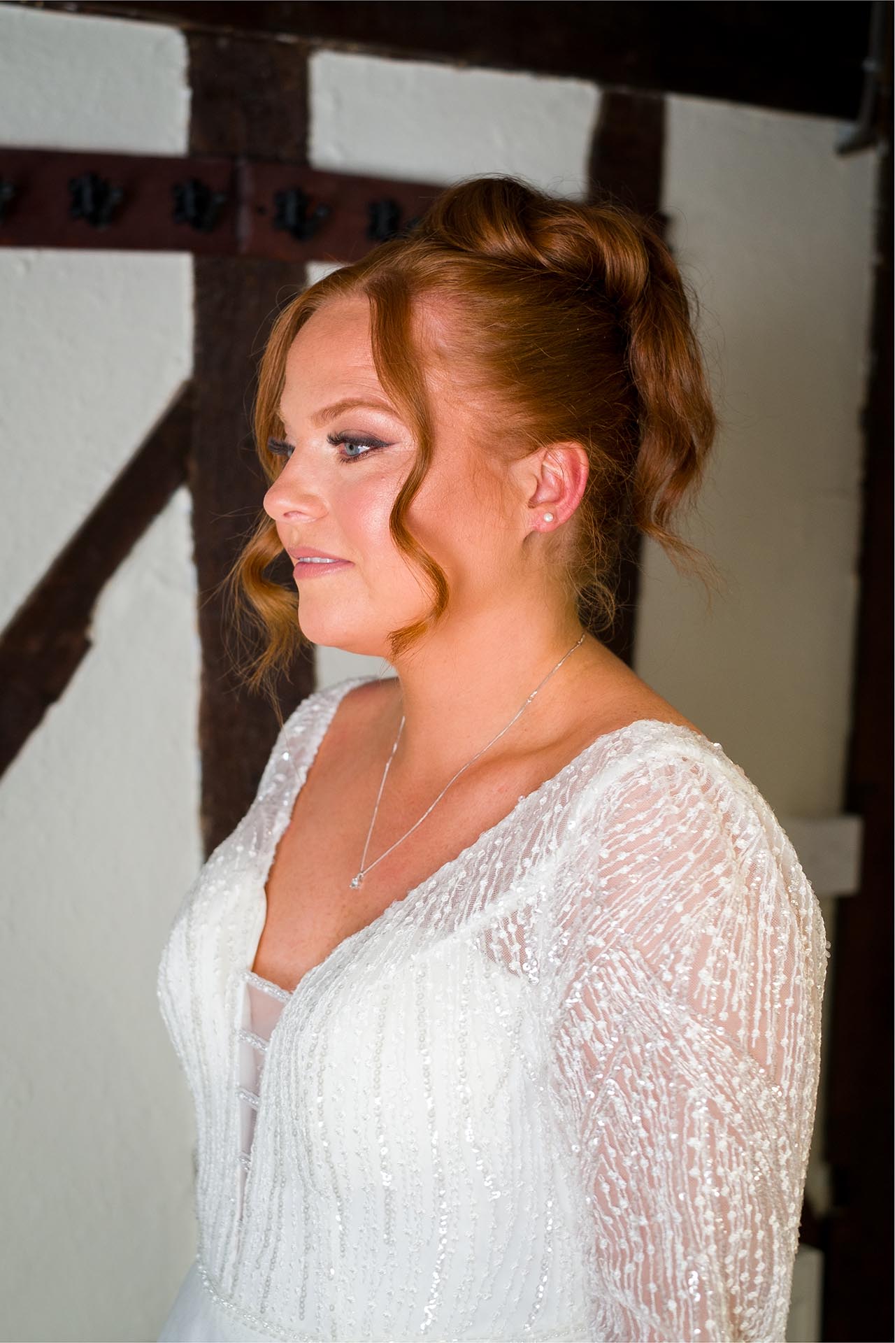 Bride in her wedding dress