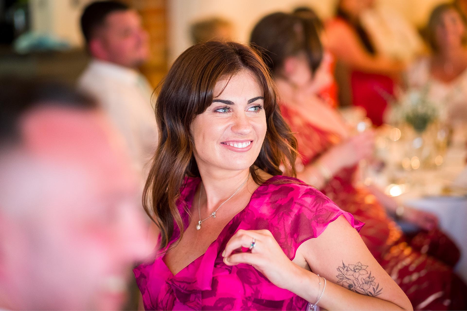 Smiling wedding guest